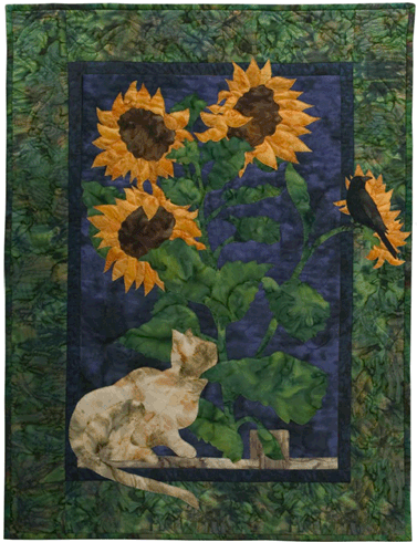 cat and sunflowers